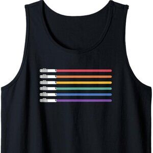 STAR WARS Lightsabers Rainbow Flag Logo Black RAINBOW Tank Top Womens Medium